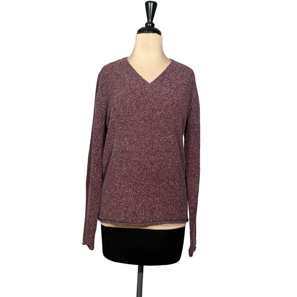 Columbia Plum Marled Bouclé V-Neck Sweater Women’s Large